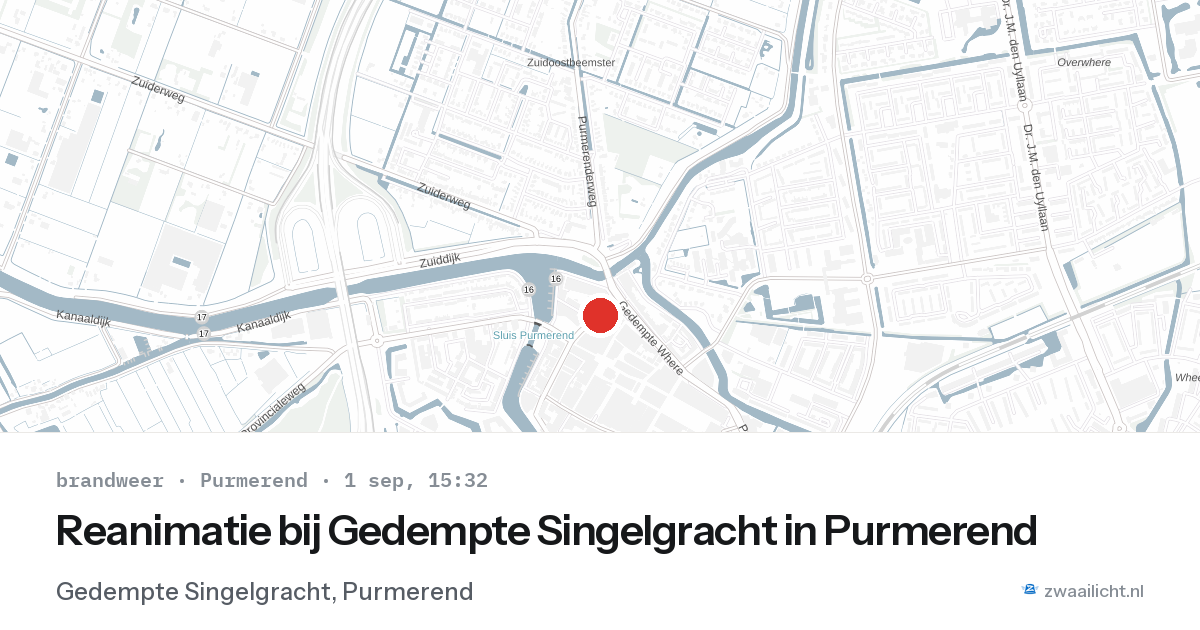 Reanimatie bij Gedempte Singelgracht in Purmerend — 1 sep 2026