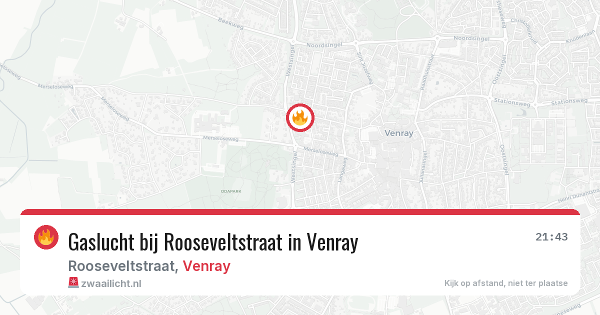 Gaslucht bij Rooseveltstraat in Venray — 17 jul 2026