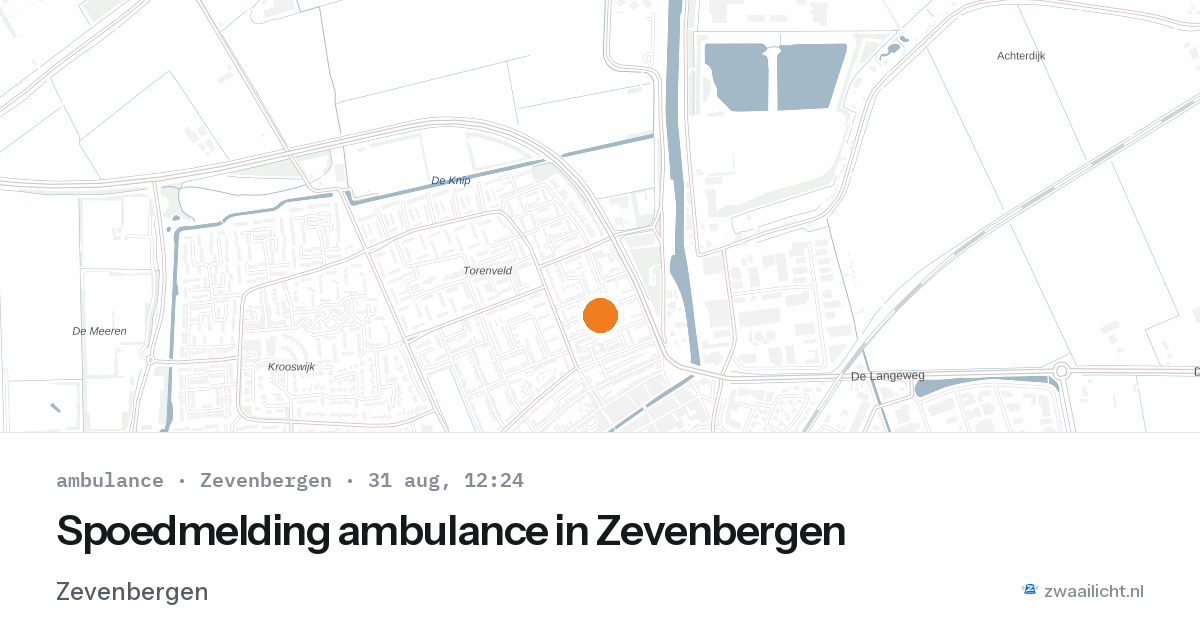 Spoedmelding ambulance in Zevenbergen — 31 aug 2026