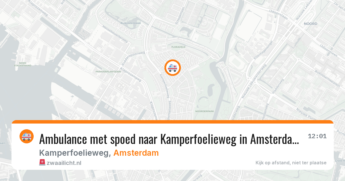 Ambulance met spoed naar Kamperfoelieweg in Amsterdam — 23 mei 2026