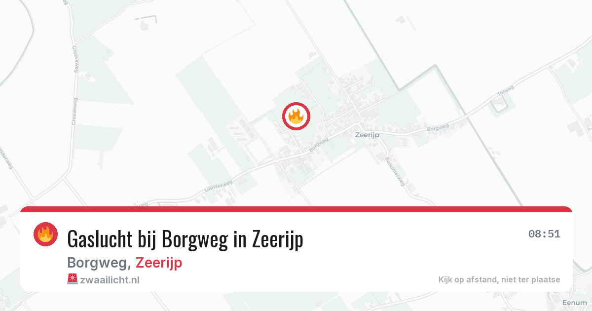 Gaslucht bij Borgweg in Zeerijp — 18 mei 2026