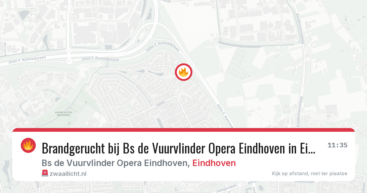 Brandgerucht bij Bs de Vuurvlinder Opera Eindhoven in Eindhoven — 30 mrt 2026
