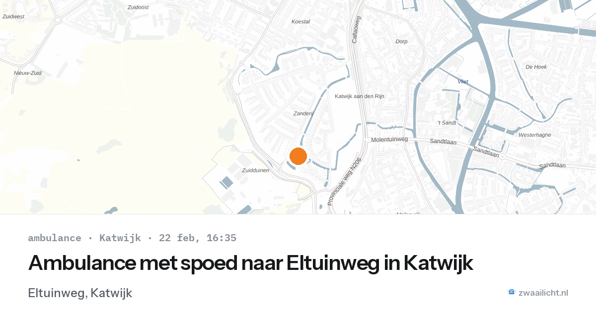 Ambulance met spoed naar Eltuinweg in Katwijk — 22 feb 2026