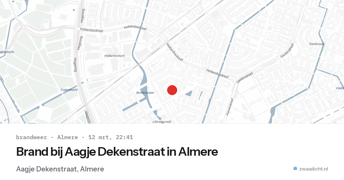 Brand bij Aagje Dekenstraat in Almere — 12 mrt 2026