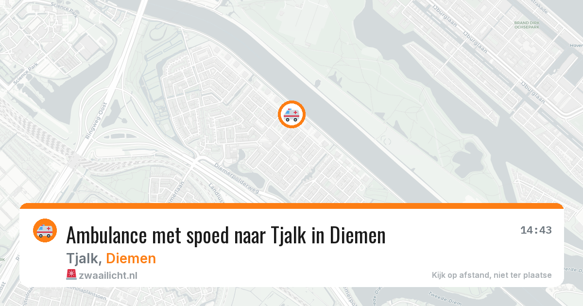 Ambulance met spoed naar Tjalk in Diemen — 14 mei 2026