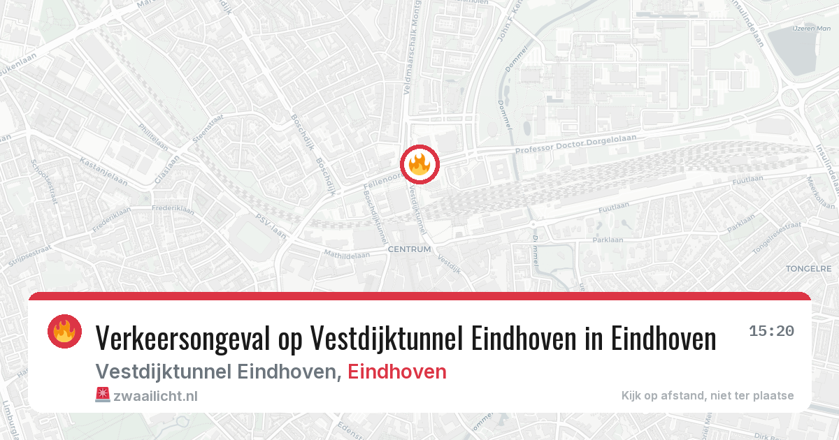 Verkeersongeval op Vestdijktunnel Eindhoven in Eindhoven — 31 mei 2026