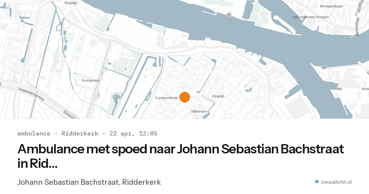Ambulance met spoed naar Johann Sebastian Bachstraat in Ridderkerk — 22 apr 2026