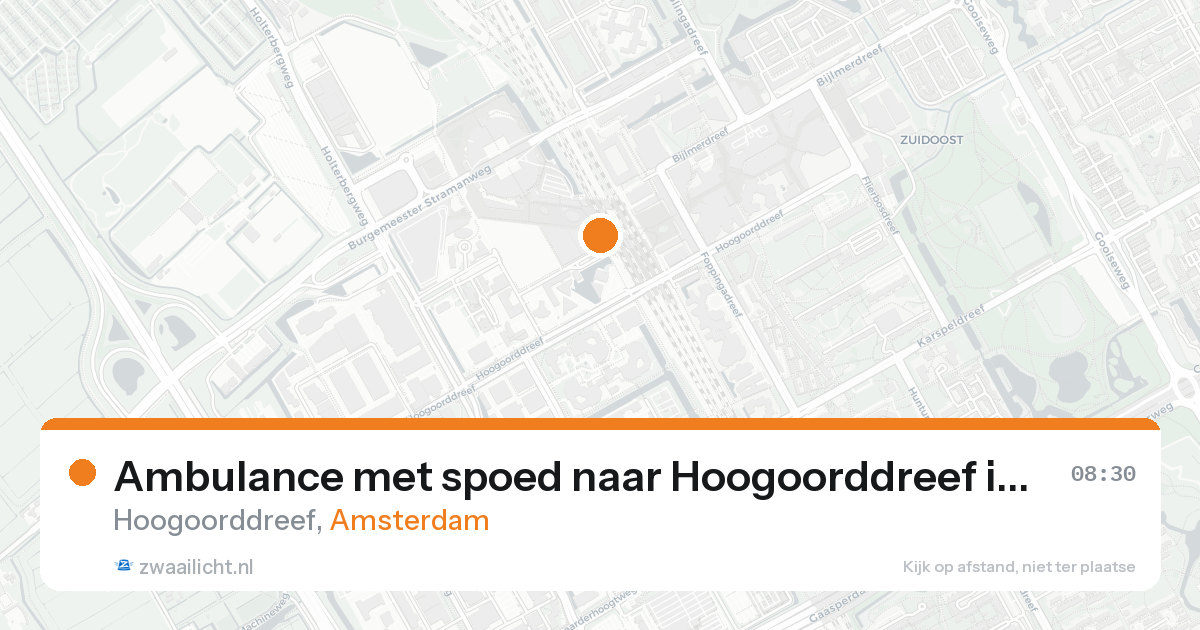 Ambulance met spoed naar Hoogoorddreef in Amsterdam — 22 aug 2026