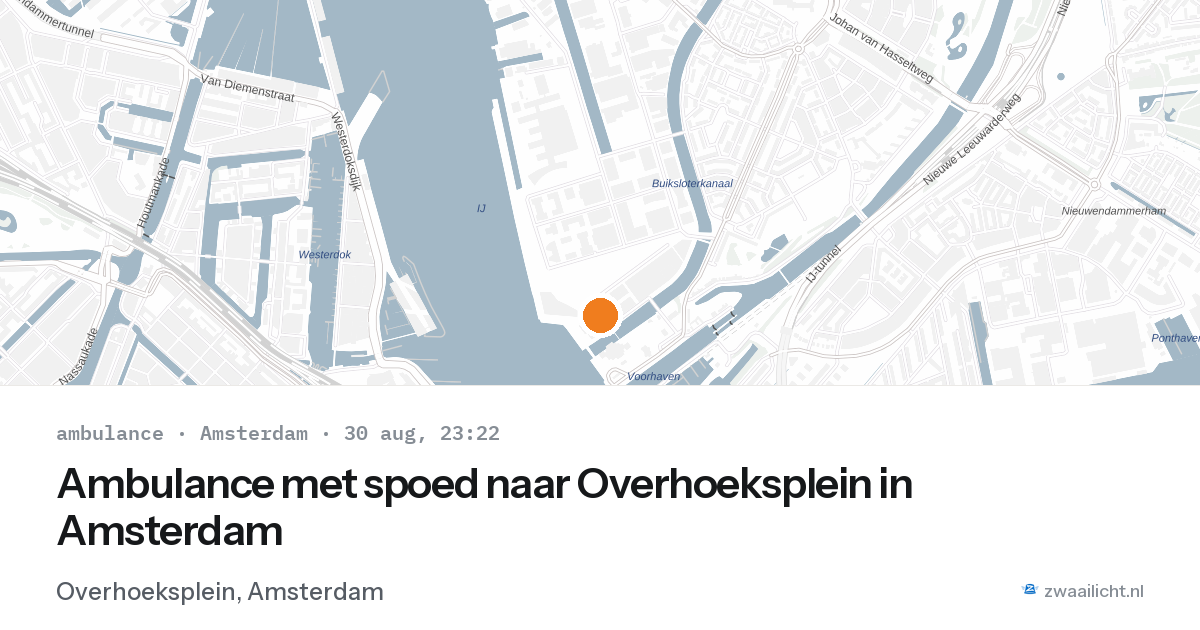 Ambulance met spoed naar Overhoeksplein in Amsterdam — 30 aug 2026