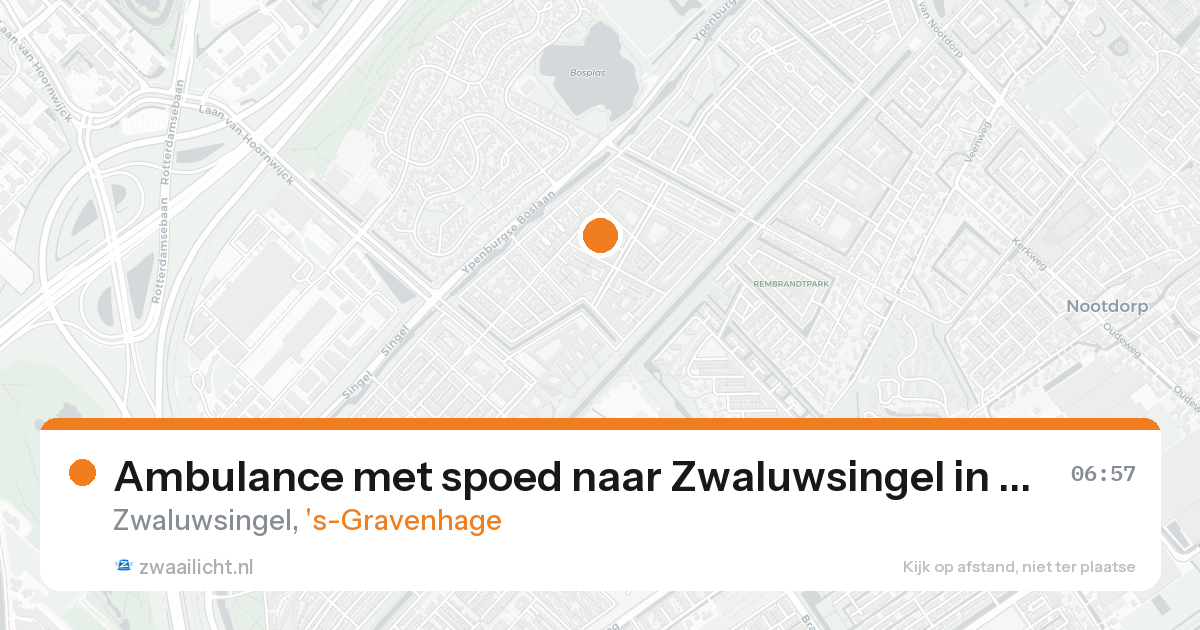 Ambulance met spoed naar Zwaluwsingel in 's-Gravenhage — 19 aug 2026