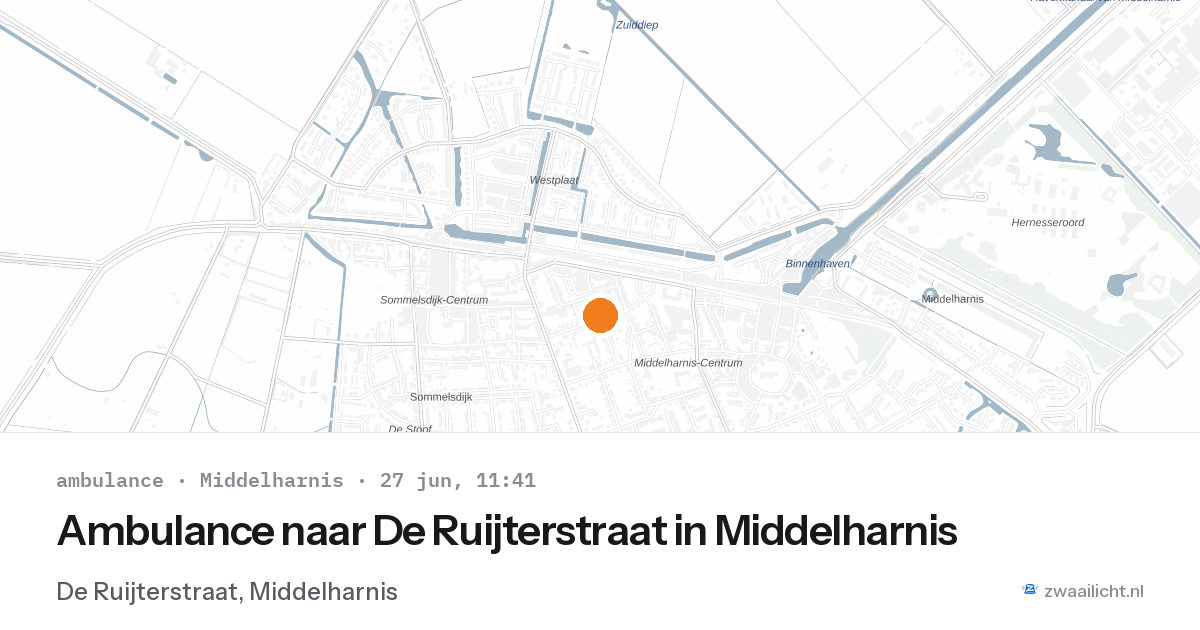 Ambulance naar De Ruijterstraat in Middelharnis — 27 jun 2026