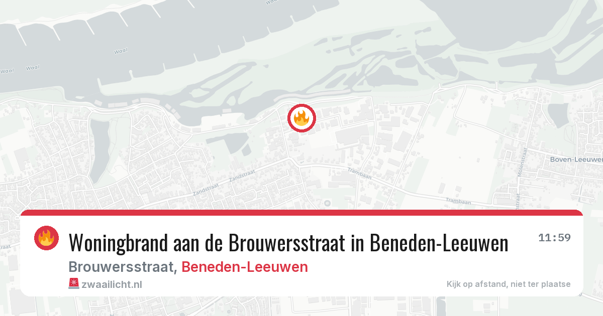 Woningbrand aan de Brouwersstraat in Beneden-Leeuwen — 18 jun 2026