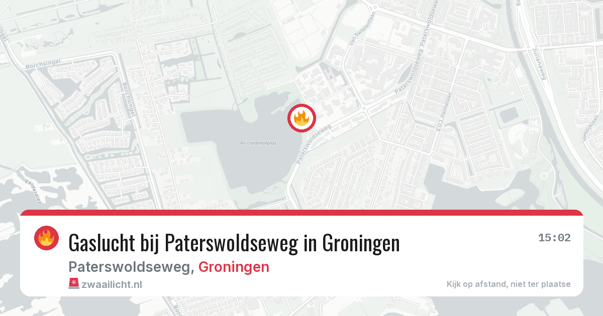 Gaslucht bij Paterswoldseweg in Groningen — 28 jul 2026