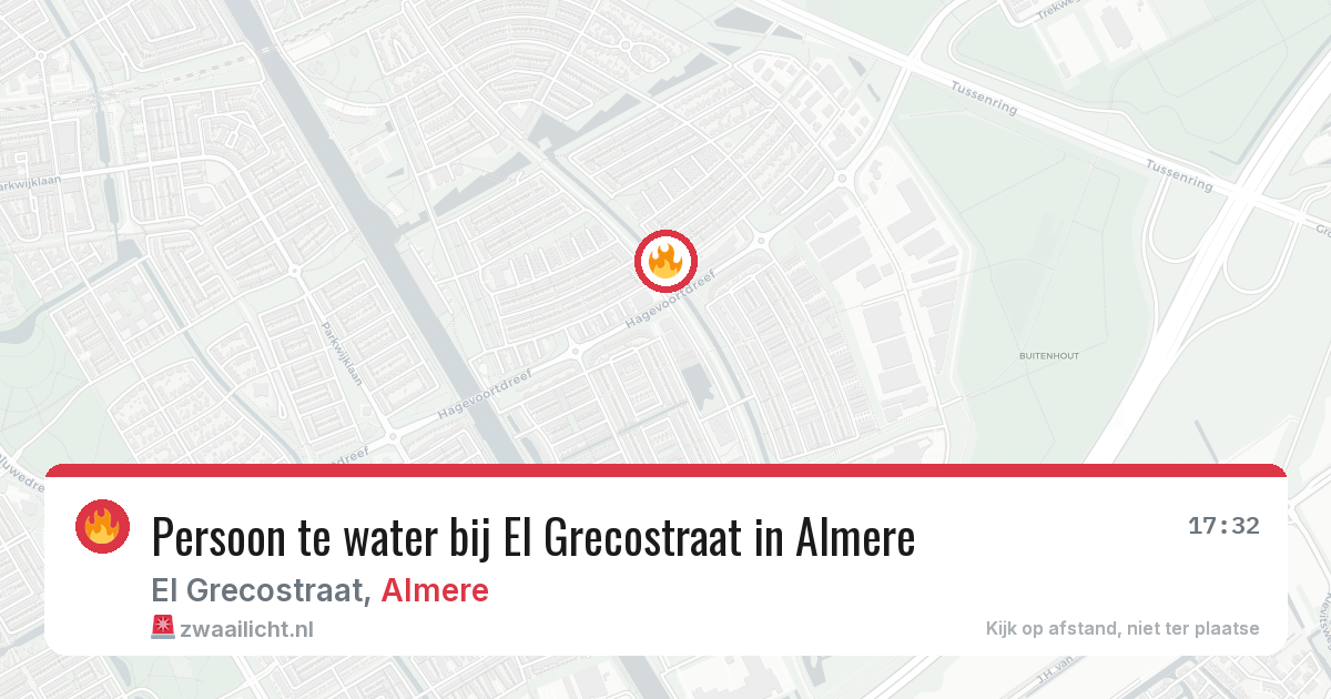 Persoon te water bij El Grecostraat in Almere — 17 jun 2026
