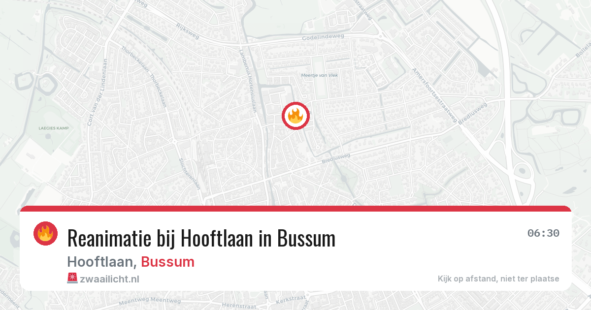 Reanimatie bij Hooftlaan in Bussum — 7 aug 2026