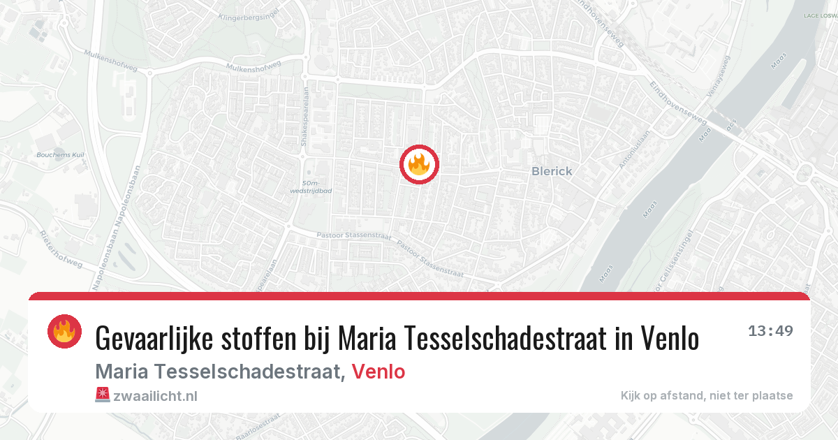 Gevaarlijke stoffen bij Maria Tesselschadestraat in Venlo — 23 mei 2026