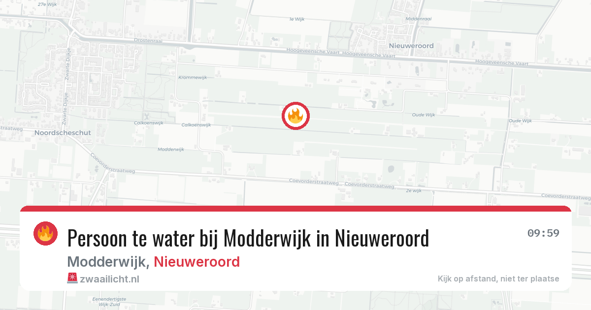 Persoon te water bij Modderwijk in Nieuweroord — 18 mrt 2026