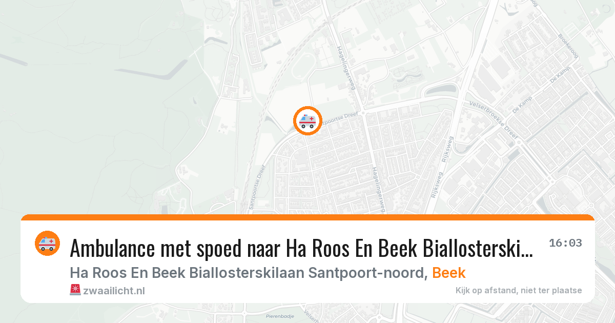 Ambulance met spoed naar Ha Roos En Beek Biallosterskilaan Santpoort-noord in Beek — 13 apr 2026