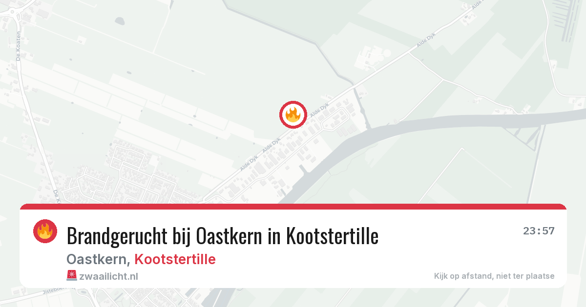 Brandgerucht bij Oastkern in Kootstertille — 7 mrt 2026