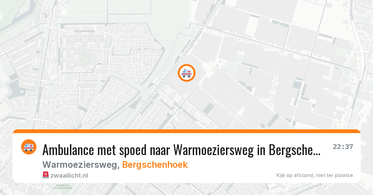 Ambulance met spoed naar Warmoeziersweg in Bergschenhoek — 19 jun 2026