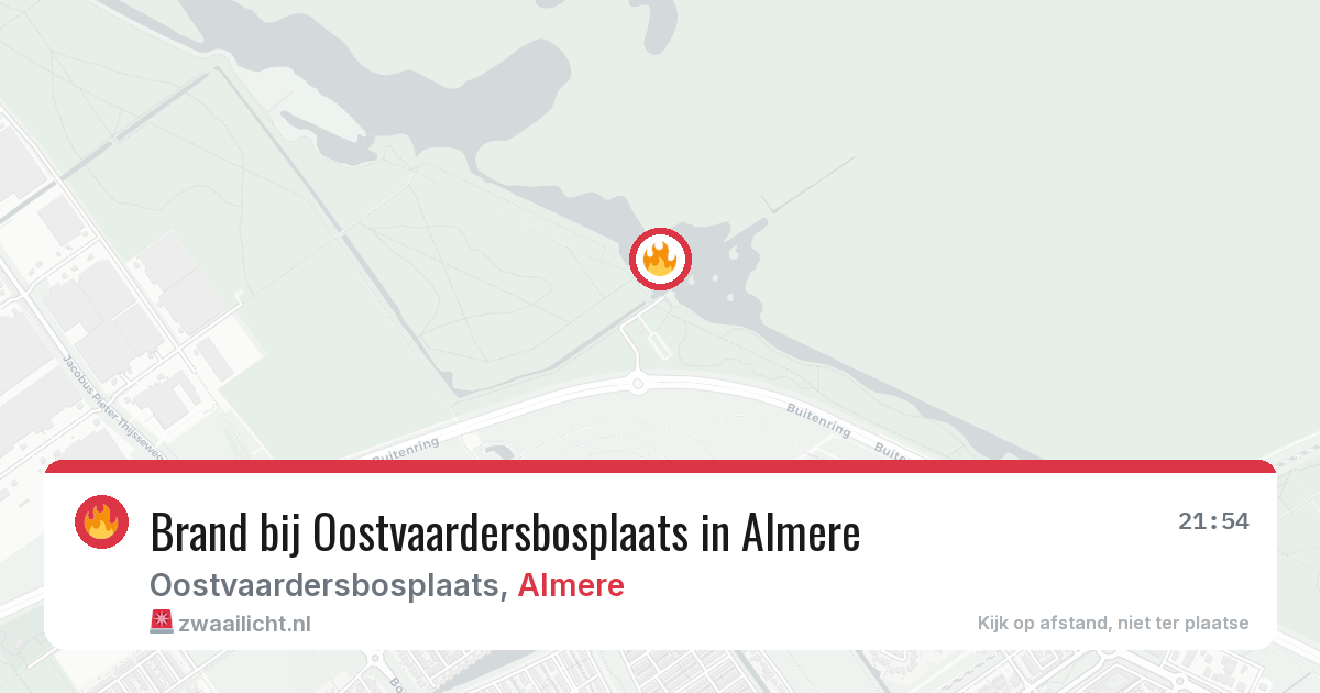 Brand bij Oostvaardersbosplaats in Almere — 19 jun 2026