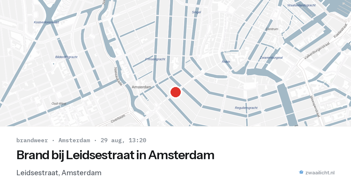 Brand bij Leidsestraat in Amsterdam — 29 aug 2026