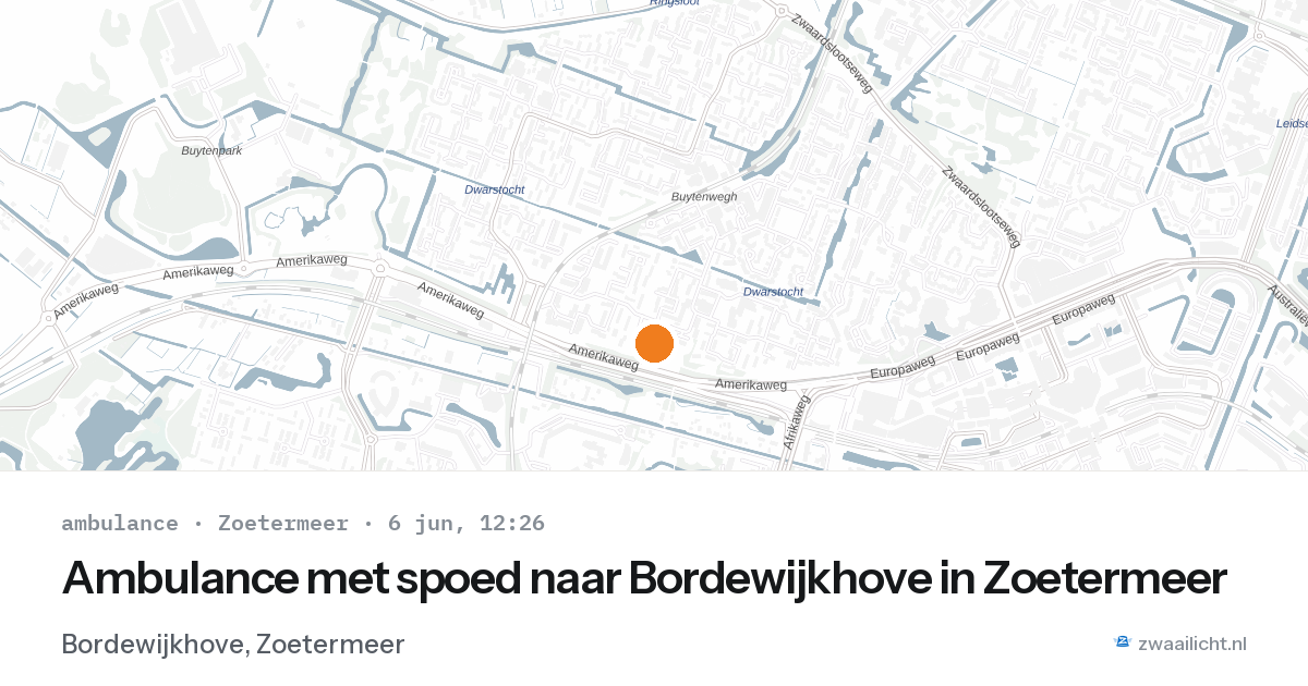 Ambulance met spoed naar Bordewijkhove in Zoetermeer — 6 jun 2026