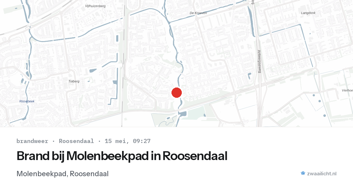 Brand bij Molenbeekpad in Roosendaal — 15 mei 2026