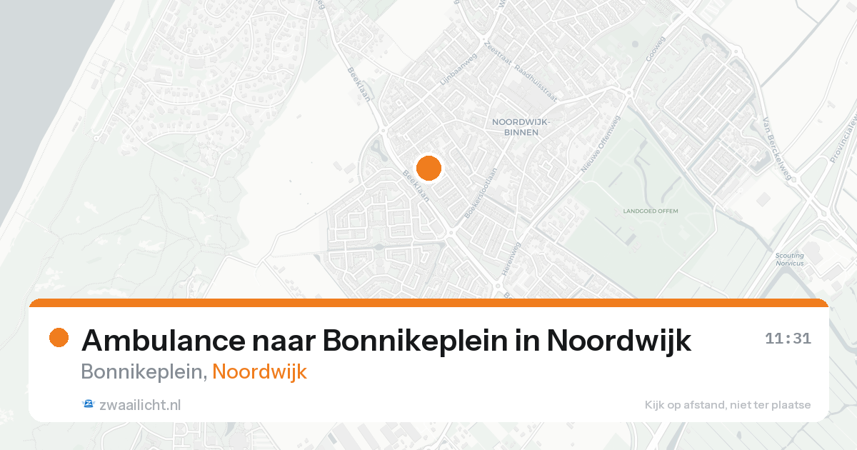 Ambulance naar Bonnikeplein in Noordwijk — 25 aug 2026