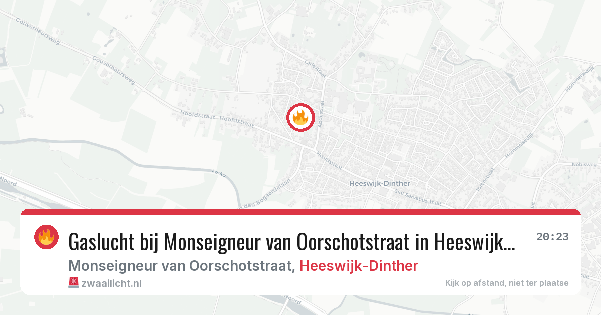 Gaslucht bij Monseigneur van Oorschotstraat in Heeswijk-Dinther — 21 mei 2026