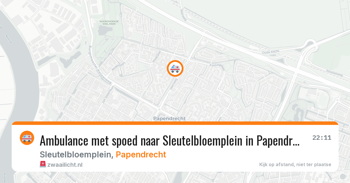 Ambulance met spoed naar Sleutelbloemplein in Papendrecht — 16 jun 2026
