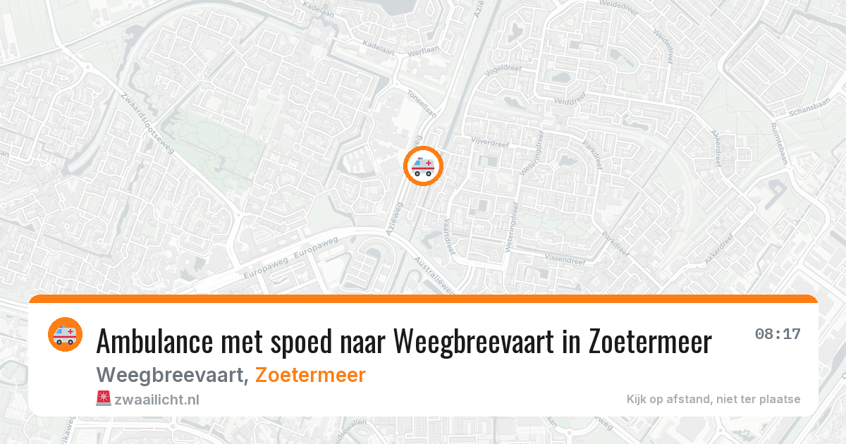 Ambulance met spoed naar Weegbreevaart in Zoetermeer — 3 aug 2026