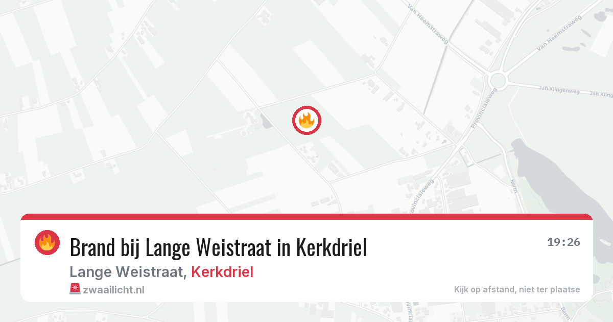 Brand bij Lange Weistraat in Kerkdriel — 18 jun 2026