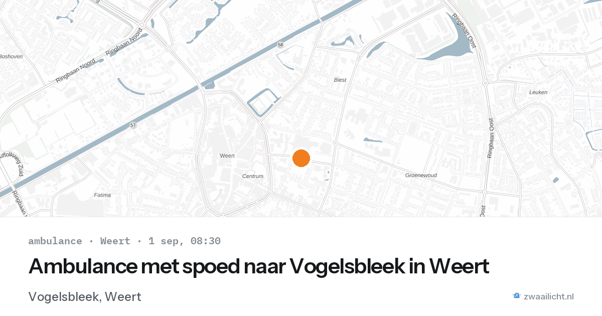 Ambulance met spoed naar Vogelsbleek in Weert — 1 sep 2026