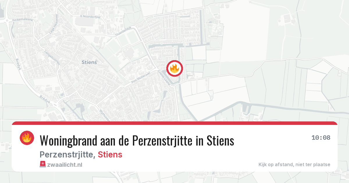 Woningbrand aan de Perzenstrjitte in Stiens — 8 apr 2026