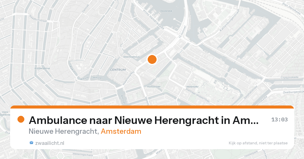 Ambulance naar Nieuwe Herengracht in Amsterdam — 20 aug 2026