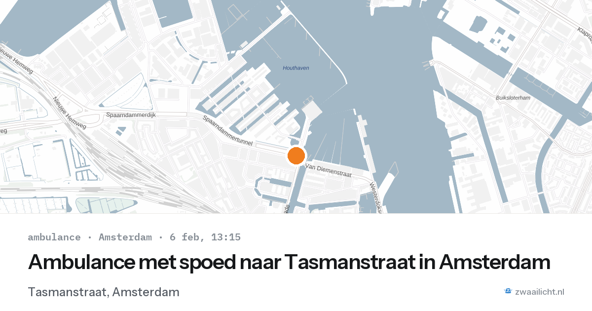 Ambulance met spoed naar Tasmanstraat in Amsterdam — 6 feb 2026