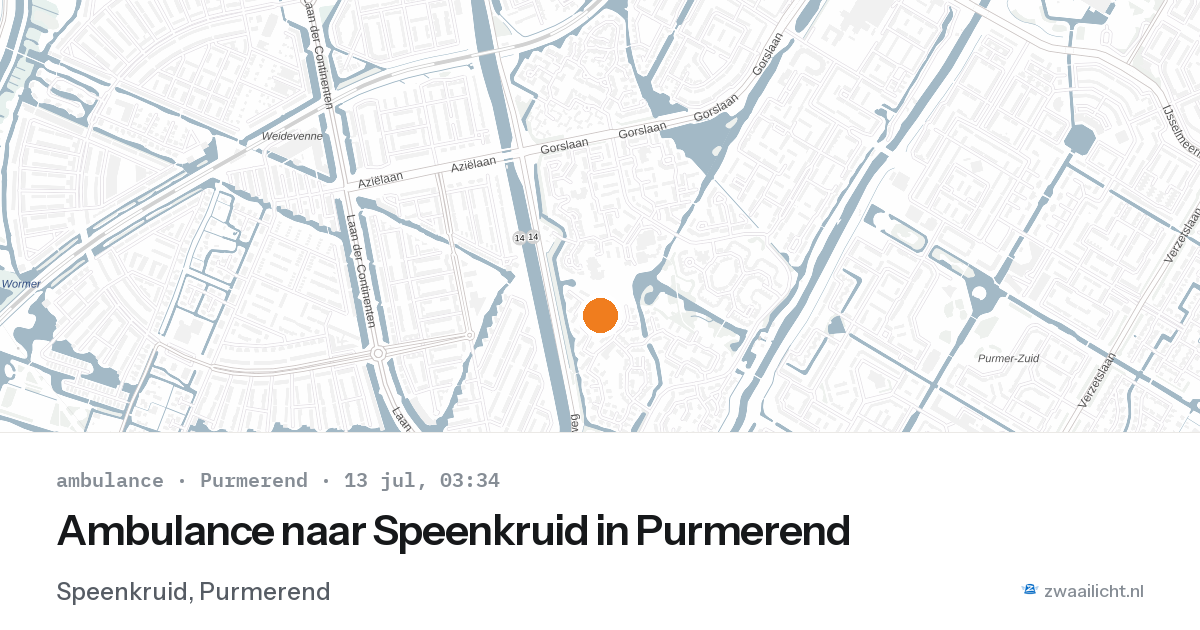 Ambulance naar Speenkruid in Purmerend — 13 jul 2026