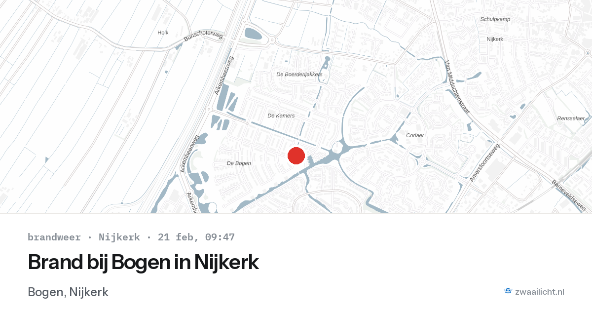 Brand bij Bogen in Nijkerk — 21 feb 2026