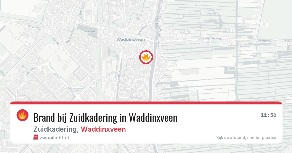 Brand bij Zuidkadering in Waddinxveen — 5 aug 2026