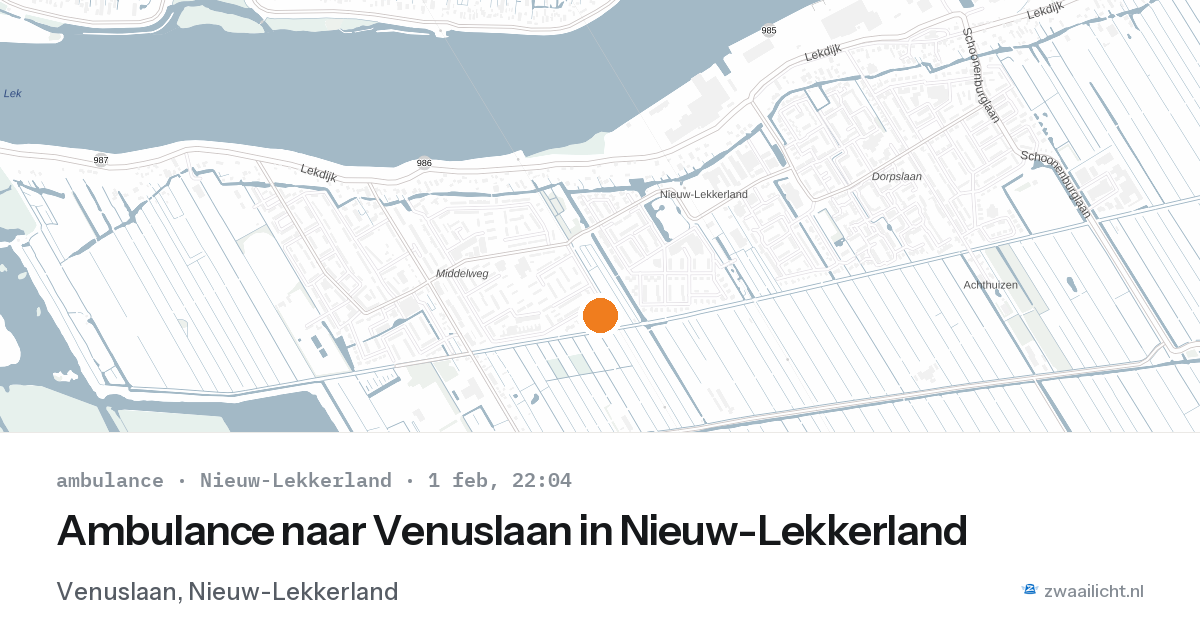 Ambulance naar Venuslaan in Nieuw-Lekkerland — 1 feb 2026