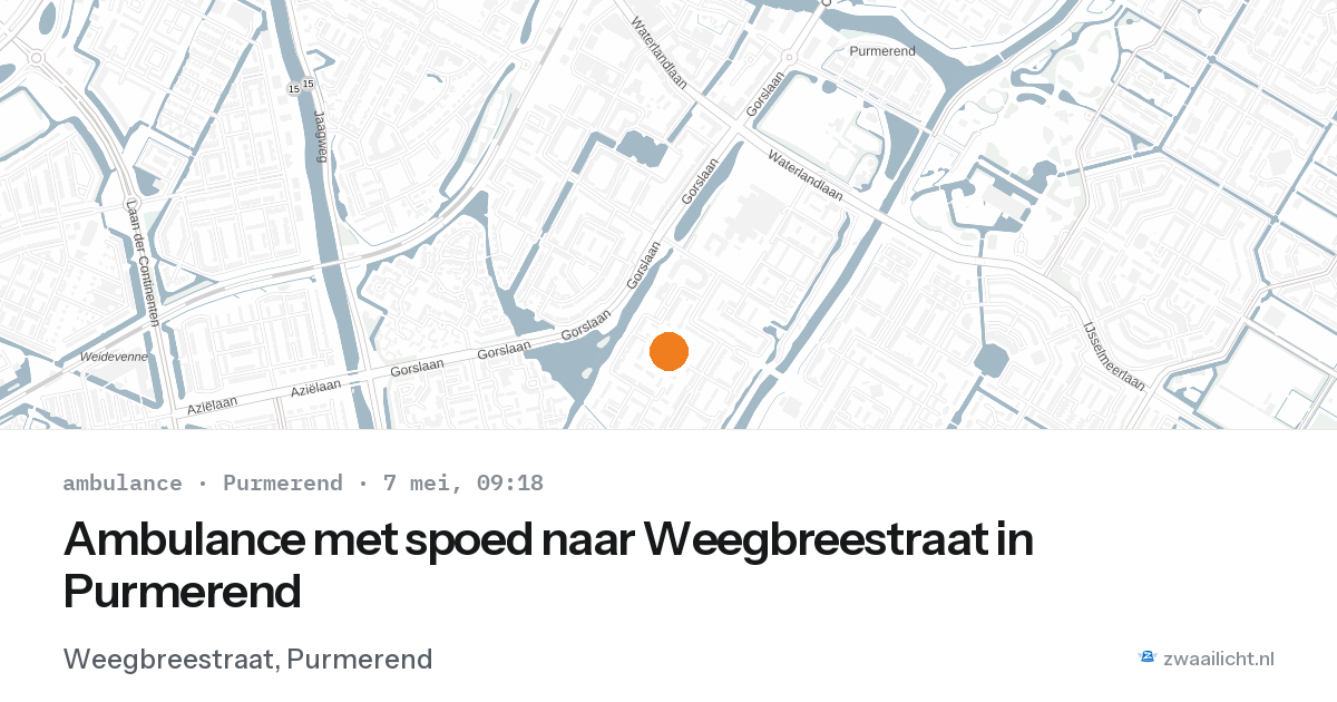 Ambulance met spoed naar Weegbreestraat in Purmerend — 7 mei 2026