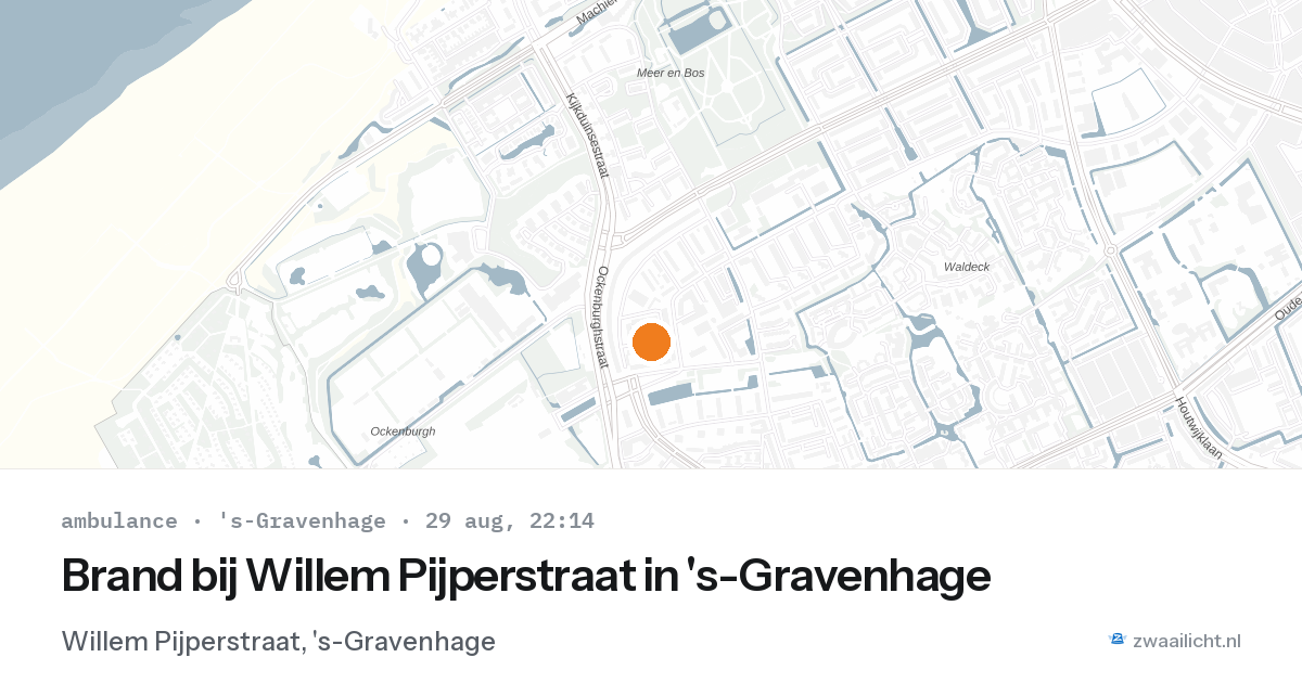 Brand bij Willem Pijperstraat in 's-Gravenhage — 29 aug 2026