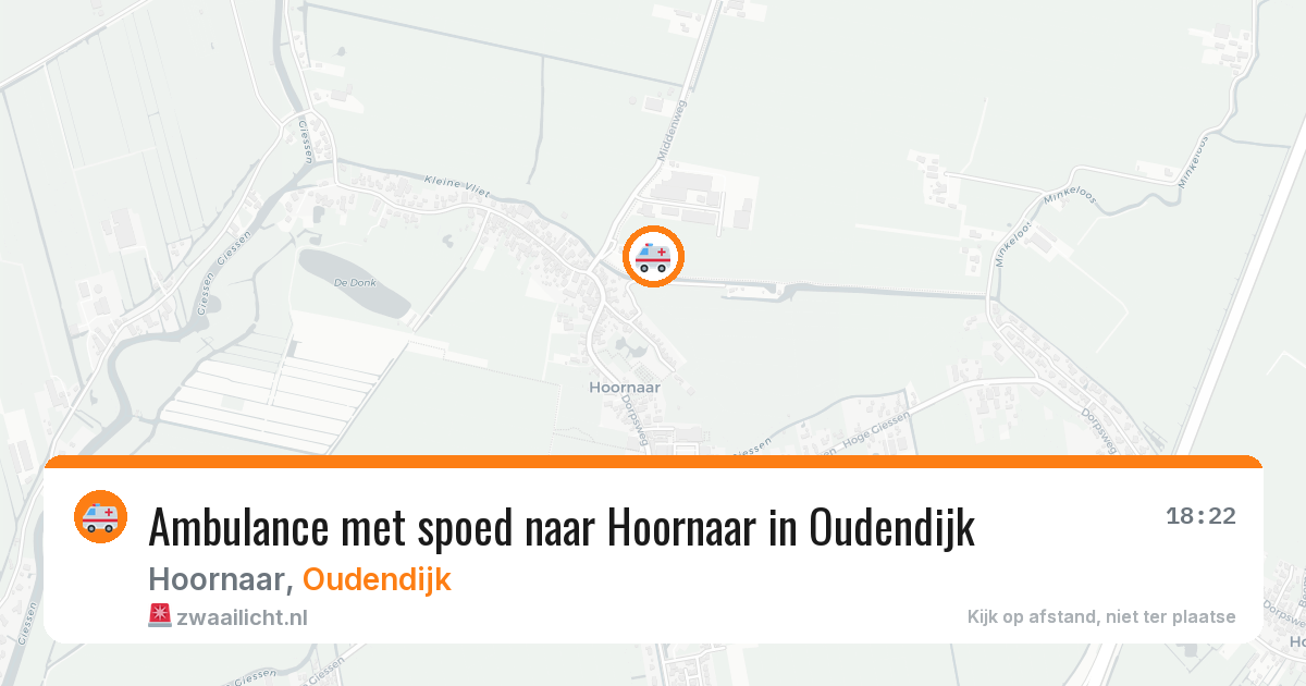 Ambulance met spoed naar Hoornaar in Oudendijk — 18 jul 2026