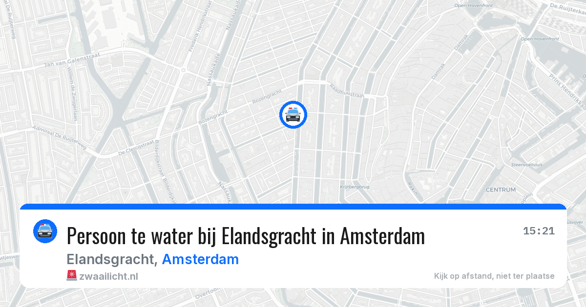 Persoon te water bij Elandsgracht in Amsterdam — 24 mrt 2026