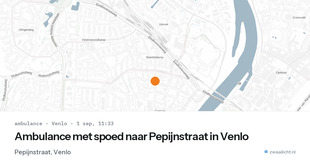 Ambulance met spoed naar Pepijnstraat in Venlo — 1 sep 2026