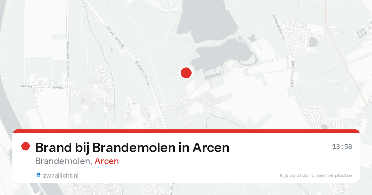 Brand bij Brandemolen in Arcen — 14 aug 2026