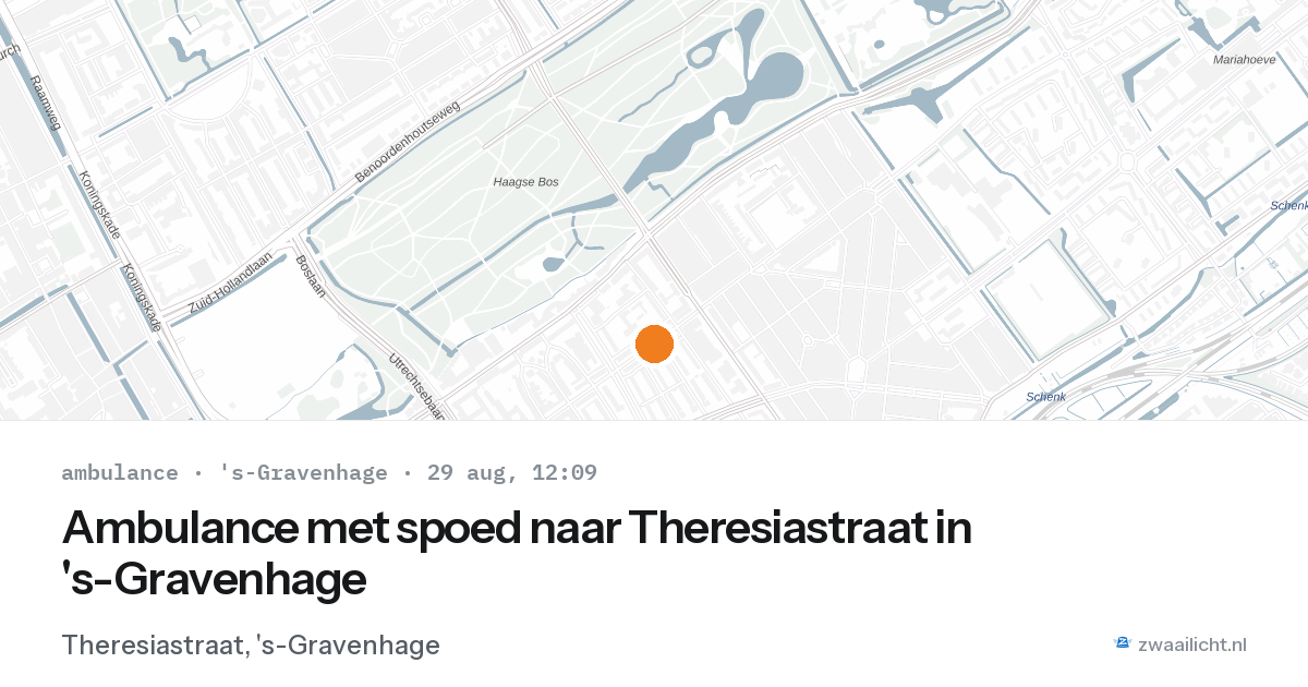 Ambulance met spoed naar Theresiastraat in 's-Gravenhage — 29 aug 2026