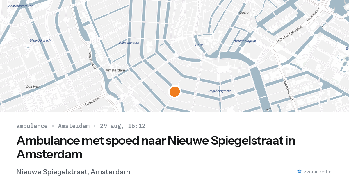 Ambulance met spoed naar Nieuwe Spiegelstraat in Amsterdam — 29 aug 2026