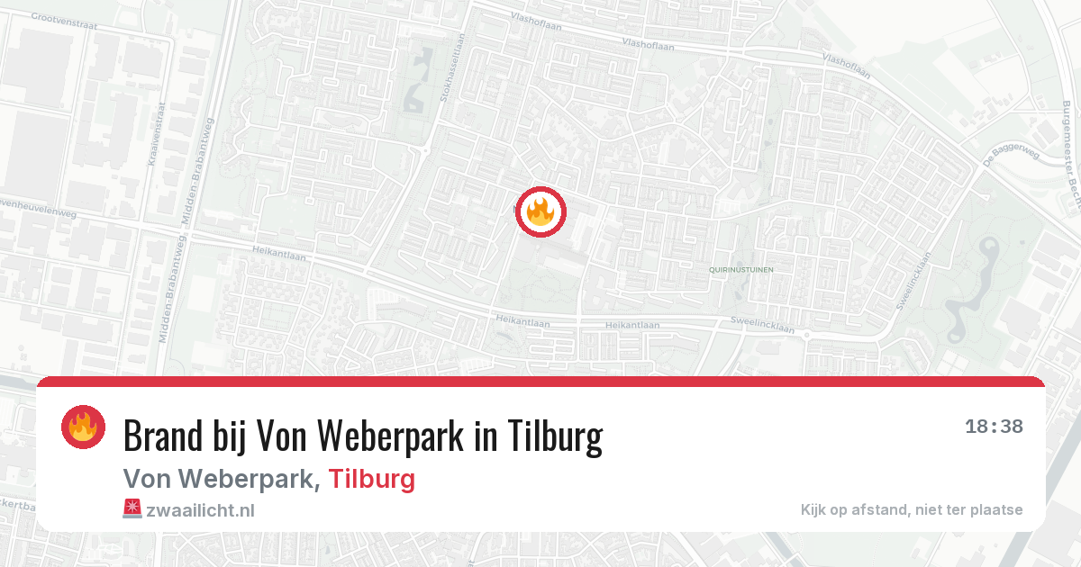 Brand bij Von Weberpark in Tilburg — 28 jun 2026